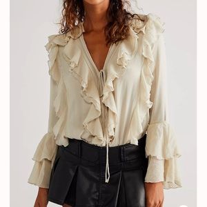 Free people Ruffle top bodysuit